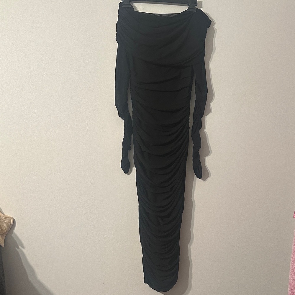 Elegant Black Ruched Women's dress